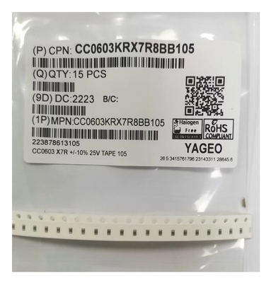 condensadores de cerámica de múltiples capas MLCC 0603105K/25V X7R de 1.0uF SMD