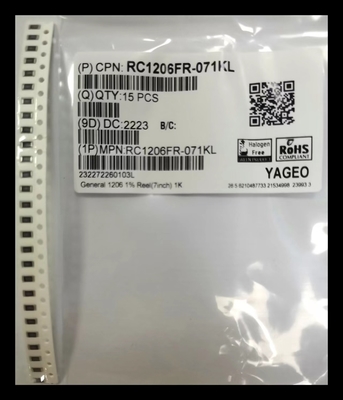 Resistores de Dia Reel Thick Film Chip de 7 pulgadas 1206 1KΩ generales de capa del ± el 1%